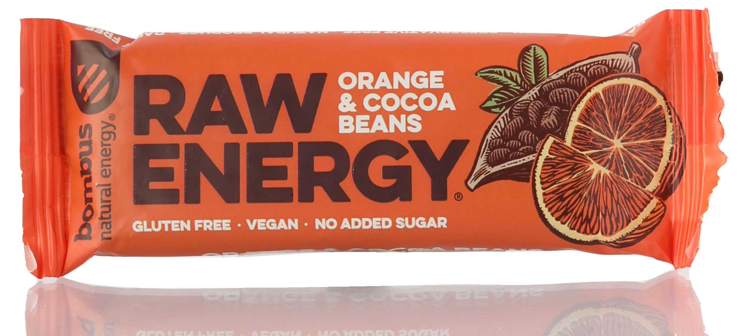 Raw Energy orange & cocoa beans - desert na bazi sušene urme (sert. bez glutena) 50 g Bombus